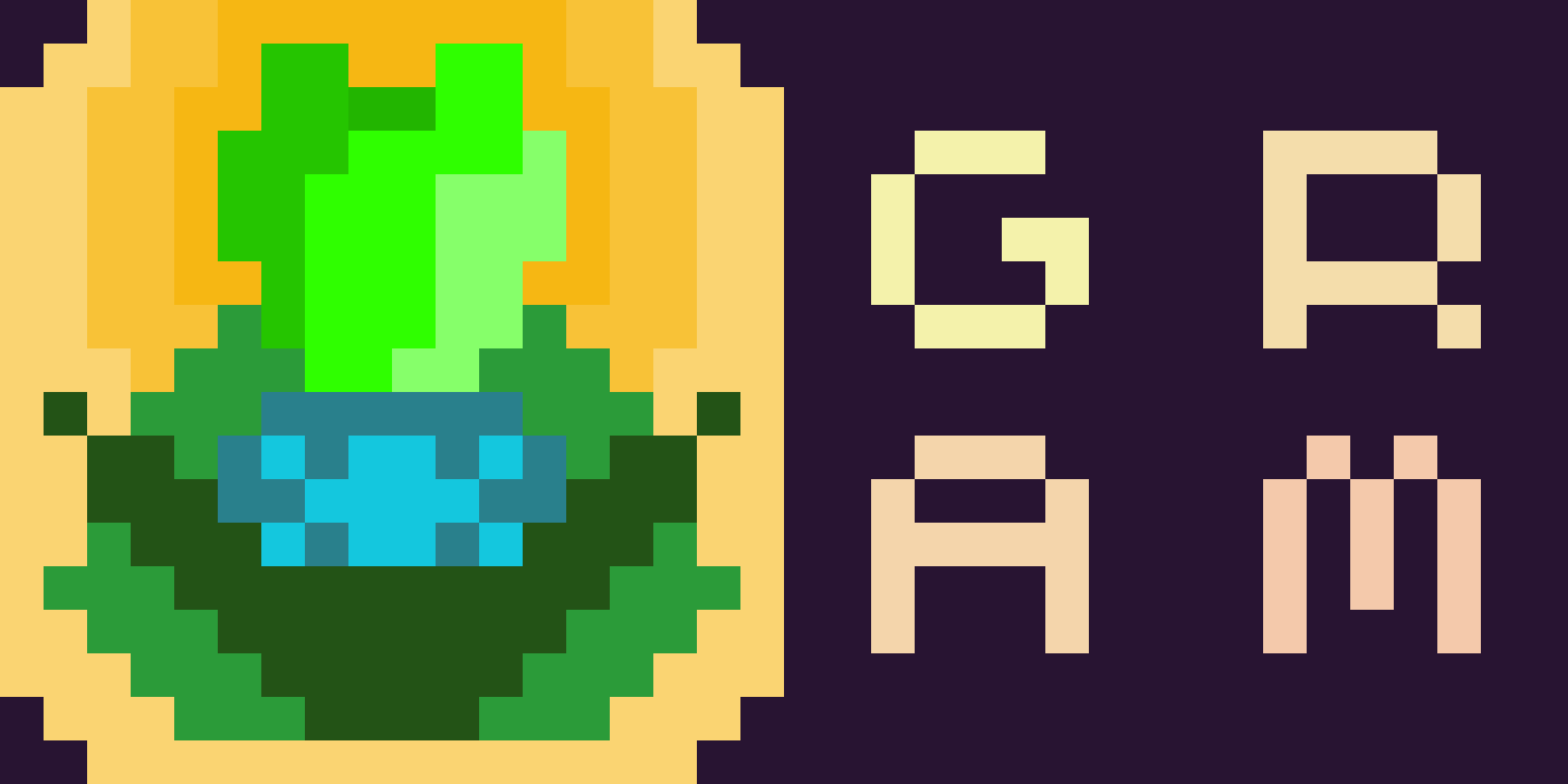 It's the above site logo with the word 'dump' replaced with 'gram', short for 'grammar'. The ruby is a light blue and the flower head is green. This image is a button linking to the ektari grammar page